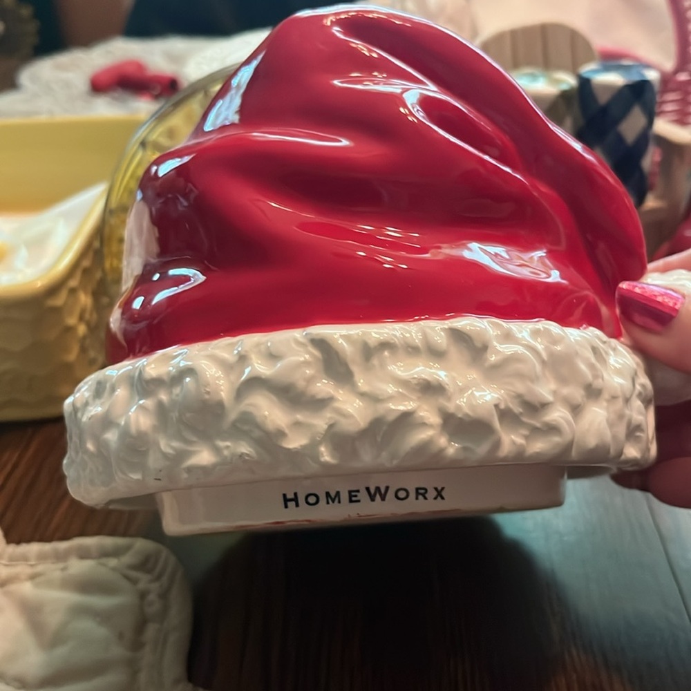 Homeworx Santa hat candle topper very gently used little chip see picture - Picture 2 of 3